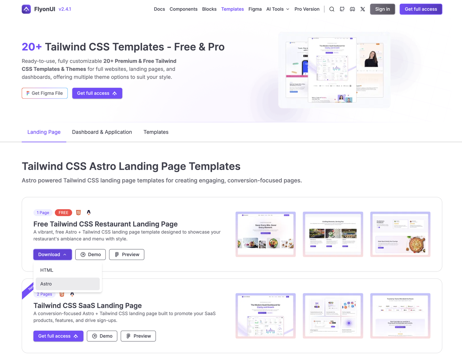 templates pages