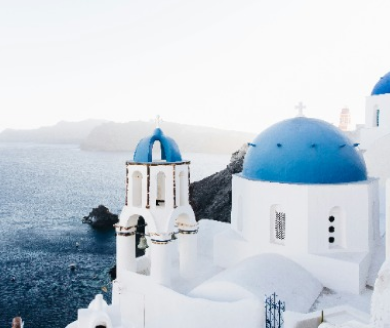 Santorini blue domes