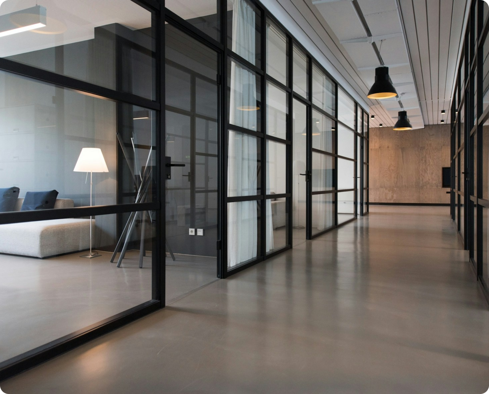 Modern office hallway